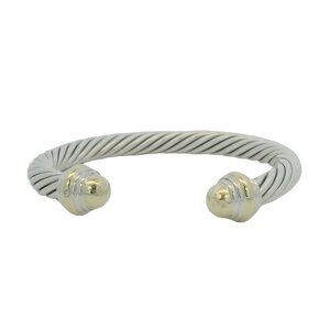 David Yurman Classic Cable Cuff Bracelet 925 Sterling Silver 14kt Yellow Gold